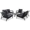 vidaXL 5-delige Loungeset met kussens aluminium donkergrijs