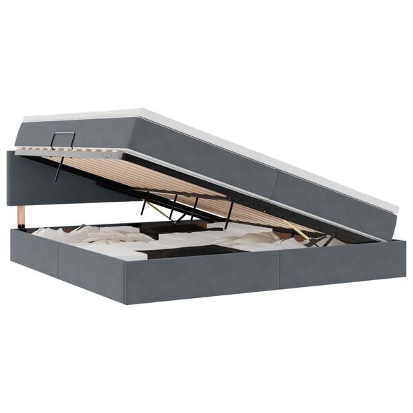 vidaXL Opbergbed met LED met matras Donkergrijs 200 x 200 cm Fluweel