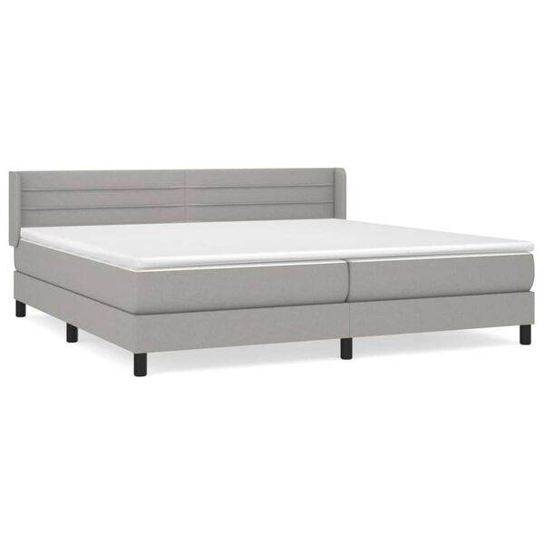 vidaXL Boxspring met matras stof lichtgrijs 200x200 cm