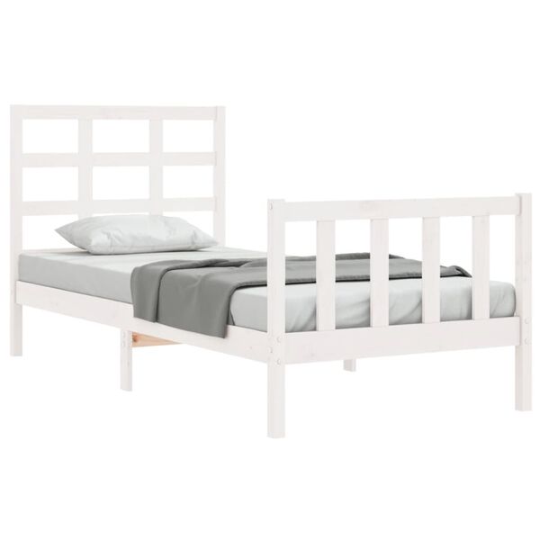 vidaXL Bedframe zonder matras massief grenenhout wit 90x190 cm