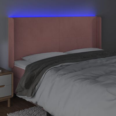 vidaXL Hoofdbord LED 203x16x118/128 cm fluweel roze
