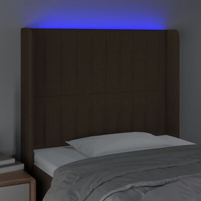 vidaXL Hoofdbord LED 103x16x118/128 cm stof donkerbruin