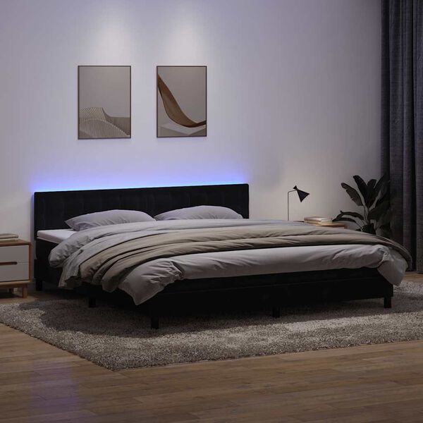 vidaXL Boxspring met matras en LED fluweel zwart 200x210 cm