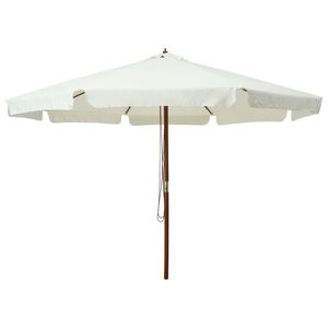 vidaXL Parasol met houten paal 330 cm zandwit
