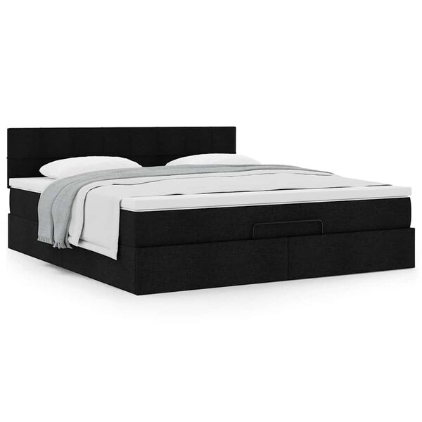 vidaXL Ottoman bed met matras 180x200cm stof zwart