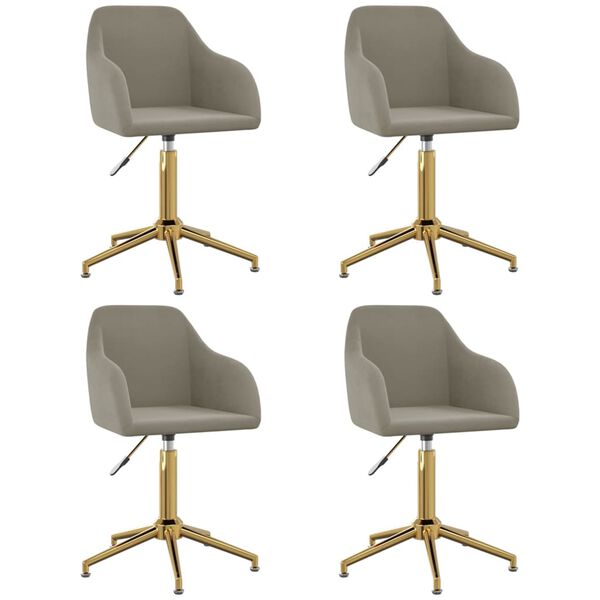 vidaXL Eetkamerstoelen draaibaar 4 st fluweel lichtgrijs
