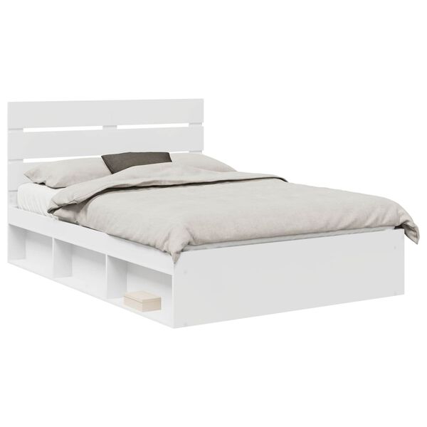 vidaXL Bedframe met hoofdeinde Wit 140 x 200 cm Massief grenenhout