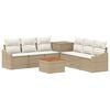 vidaXL Bankstel 8 st Beige en Cr&egrave;me Wit Poly Rattan en Staal