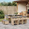 vidaXL 11-delige Tuinset met kussens poly rattan gemengd beige