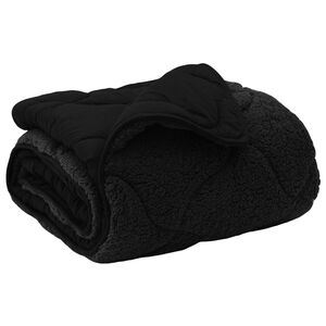 vidaXL Zomer Dekbed Zwart 135 x 200 cm Microfiber en Teddy fleece