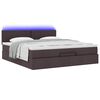 vidaXL Bed poef met matras en LED's stof 180x200 cm donkerbruin
