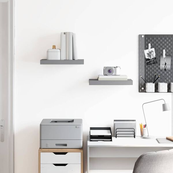 vidaXL Wandschappen zwevend 2 st 40x23x3,8 cm MDF grijs