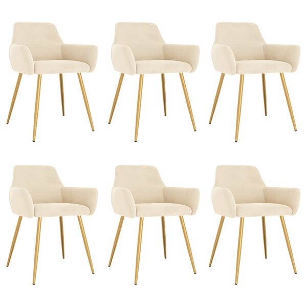 vidaXL Eetkamerstoelen 6 st fluweel cr&egrave;mekleurig
