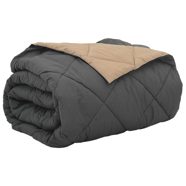 vidaXL Zomer Dekbed Antraciet en Taupe 220 x 200 cm Microfiber