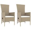 vidaXL 3-delige Loungeset poly rattan en staal beige