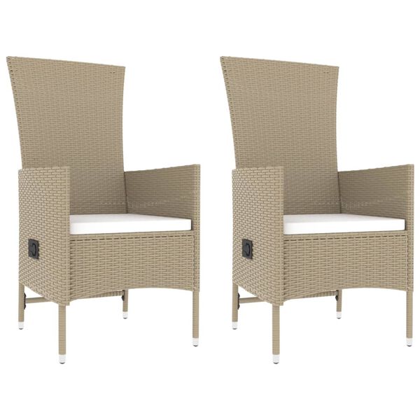 vidaXL 3-delige Loungeset poly rattan en staal beige