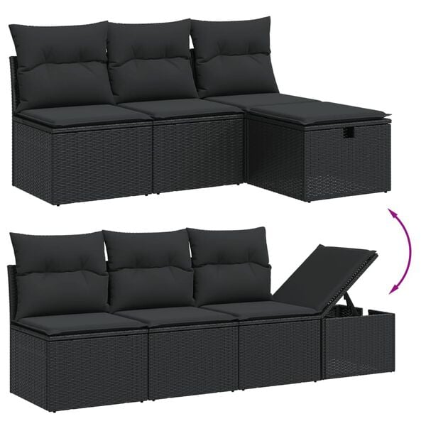 vidaXL 7-delige Loungeset met kussens poly rattan grijs