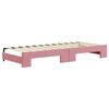 vidaXL Slaapbank met onderschuifbed 80x200 cm fluweel roze