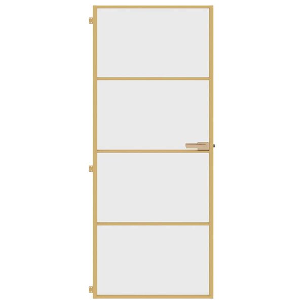 vidaXL Binnendeur smal 83x201,5 cm gehard glas en aluminium goudkleur