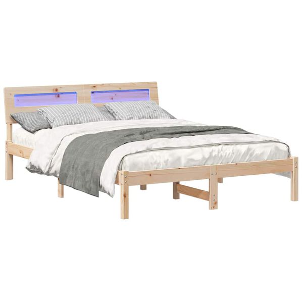 vidaXL Bedframe met hoofdeinde Bruin 120 x 190 cm Massief grenenhout