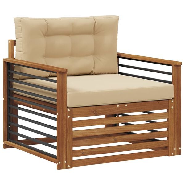 vidaXL Buiten bankenset Massief Acaciahout en Polyester Naturel