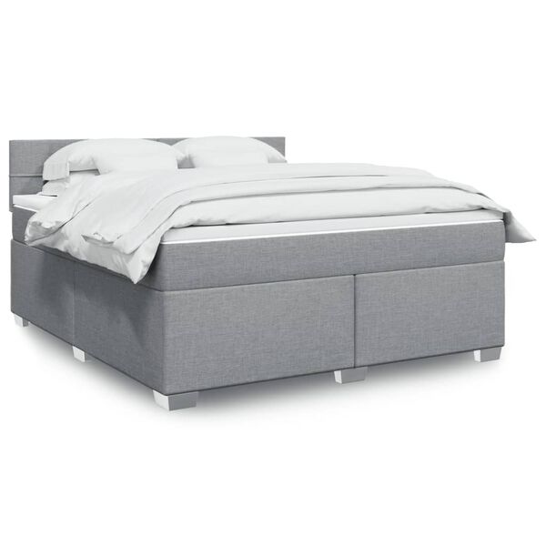 vidaXL Boxspring met matras stof lichtgrijs 180x200 cm
