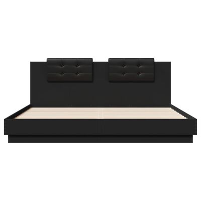 vidaXL Bedframe met hoofdbord en LED-verlichting zwart 180x200 cm