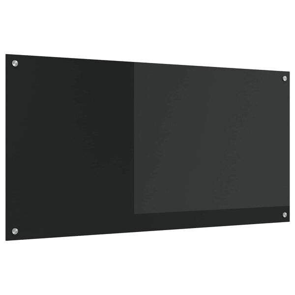 vidaXL Keuken Achterwand Zwart 120 x 60 x 0,6 cm gehard glas