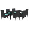 vidaXL Tafel en stoelen set 7 st Zwart PE Rattan