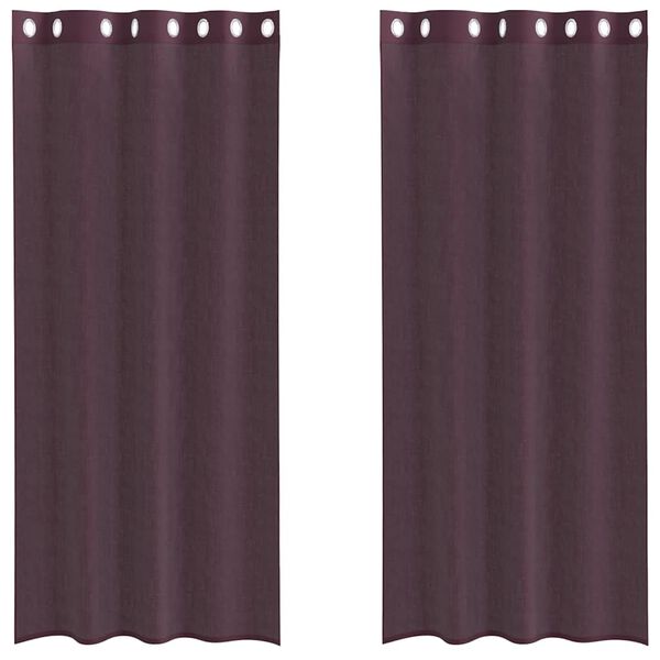vidaXL Gordijnen voile met doorvoertules 2 st 140x225 cm paars