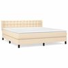 vidaXL Boxspring met matras stof cr&egrave;mekleurig 160x200 cm
