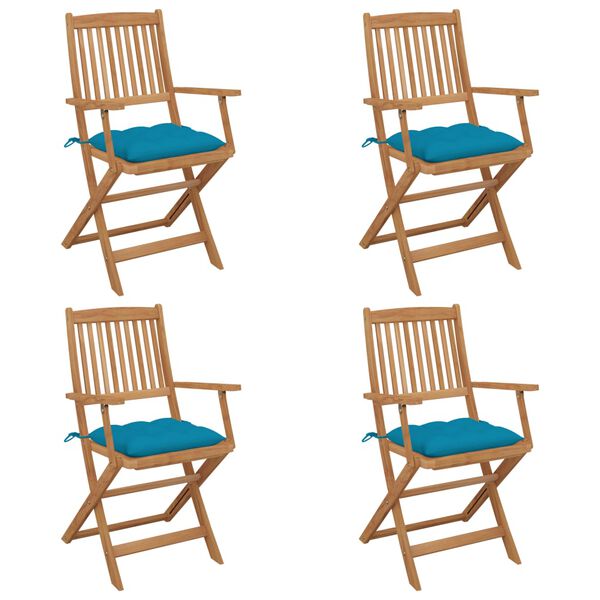 vidaXL Tuinstoelen 4 st inklapbaar met kussens massief acaciahout