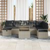 vidaXL Tuin Sofa Set met kussen met opslag 9 pcs Lichtgrijs Poly riet