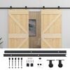 vidaXL Schuifdeur 2 st 90 x 210 cm Massief grenenhout Naturel en Zwart