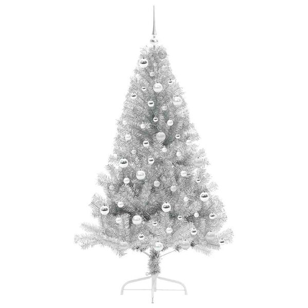 vidaXL Kunstmatig Voorverlicht Kerstboom met 300 LED Zilver 180 cm PET