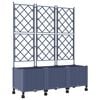 vidaXL Tuinplantbak met schutting en wielen 3 st Grijs PP
