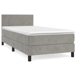 vidaXL Boxspring met matras fluweel lichtgrijs 80x200 cm