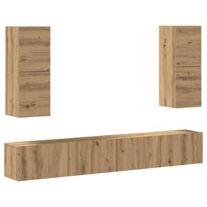 vidaXL 4-delig Tv-meubelset wandmontage bewerkt hout artisanaal eiken