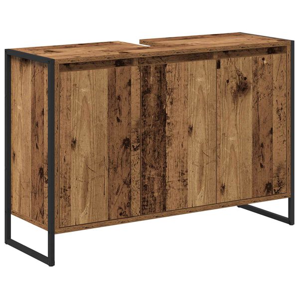 vidaXL Badkamer Kast met opslag Oud Hout 90 x 30 x 60 cm Bewerkt hout