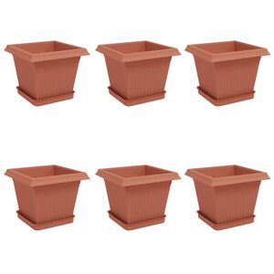 vidaXL Plantenpotten 6 pcs Baksteenrood 20 x 20 x 16 cm Kunststof