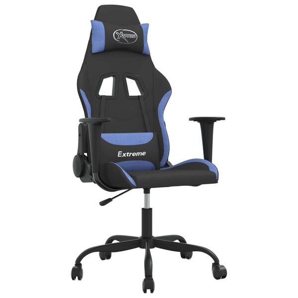 vidaXL Gamestoel stof zwart en blauw