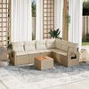 vidaXL 7-delige Loungeset met kussens poly rattan beige
