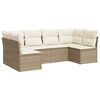 vidaXL 6-delige Loungeset met kussens poly rattan beige