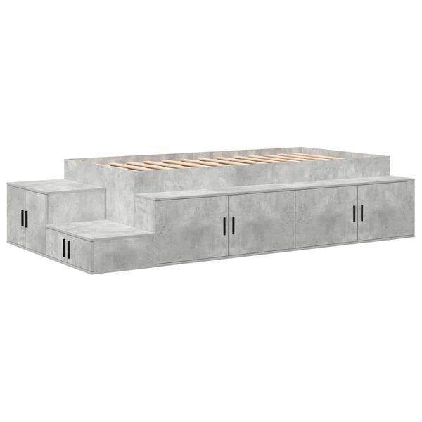 vidaXL | Opbergbedframe | met opslag Beton Grijs 80 cm Bewerkt hout