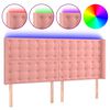 vidaXL Hoofdbord LED 203x16x118/128 cm fluweel roze