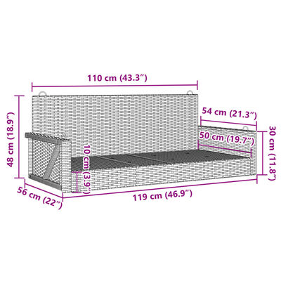 vidaXL Schommelbank 119x56x48 cm poly rattan beige