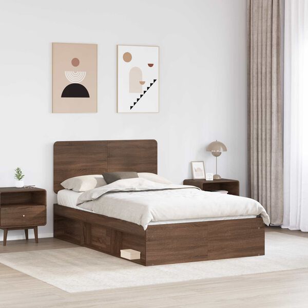 vidaXL Bedframe Bruin Eiken 120 x 190 cm Massief grenenhout