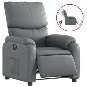 vidaXL Fauteuil verstelbaar elektrisch kunstleer grijs