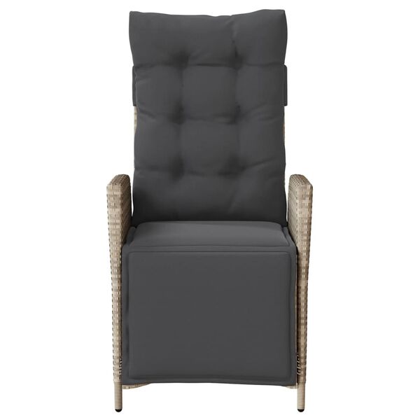 vidaXL Tuinstoel verstelbaar met voetensteun poly rattan lichtgrijs