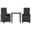 vidaXL 3-delige Bistroset met kussens poly rattan zwart